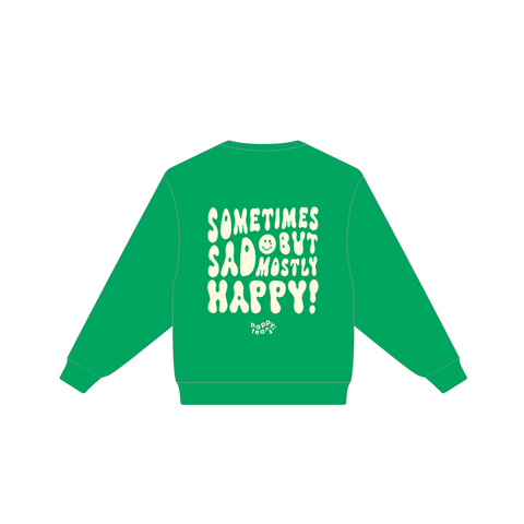 'sometimes sad, but mostly happy' crew in kelly green