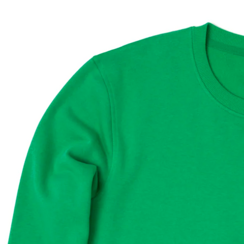 'sometimes sad, but mostly happy' crew in kelly green