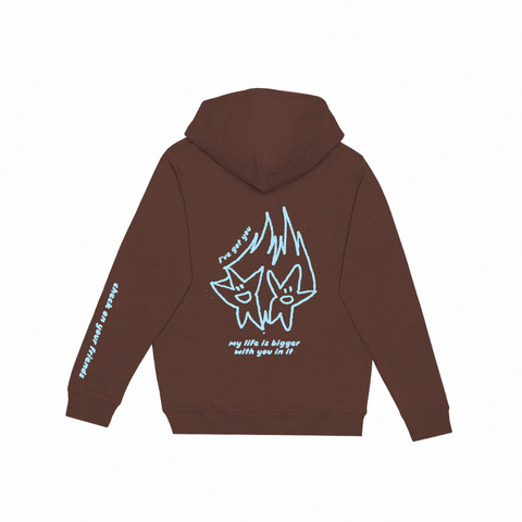 'check on your friends' cocoa brown hoodie